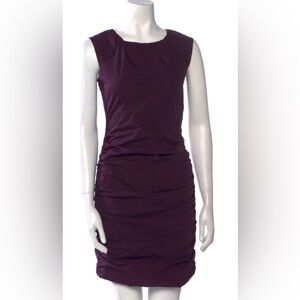 Atelier Nichole Miller Burgundy Mini Dress Vertical Pleated pattern(Size: Small)